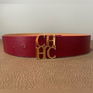 Carolina Herrera logo leather belt